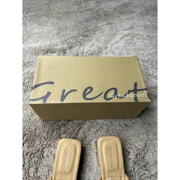 Greatonu Women's Chunky Heeled Sandals Square Open Toe Mules Heels Cross Band Su - Picture 15 of 15